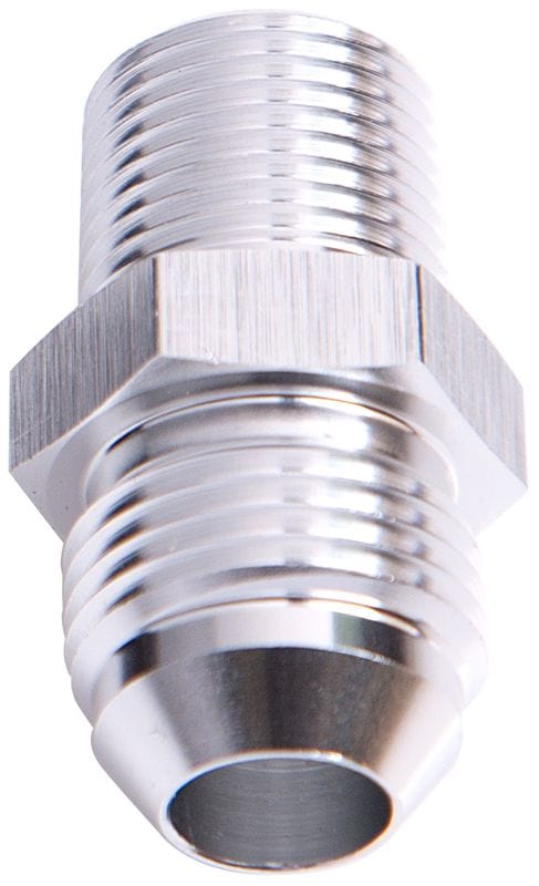 Aeroflow Performance Silver Finish Aeroflow NPT to Straight Male Flare Adapter 1/2" to -6AN AF816-06-08S SR