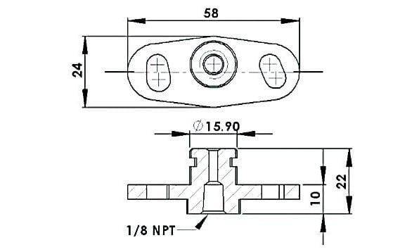 Aeroflow Performance Suit Mitsubishi 16mm Seal & 37-40mm Centres Aeroflow Fuel Rail Adapter (Black) AF64-2066BLK SR