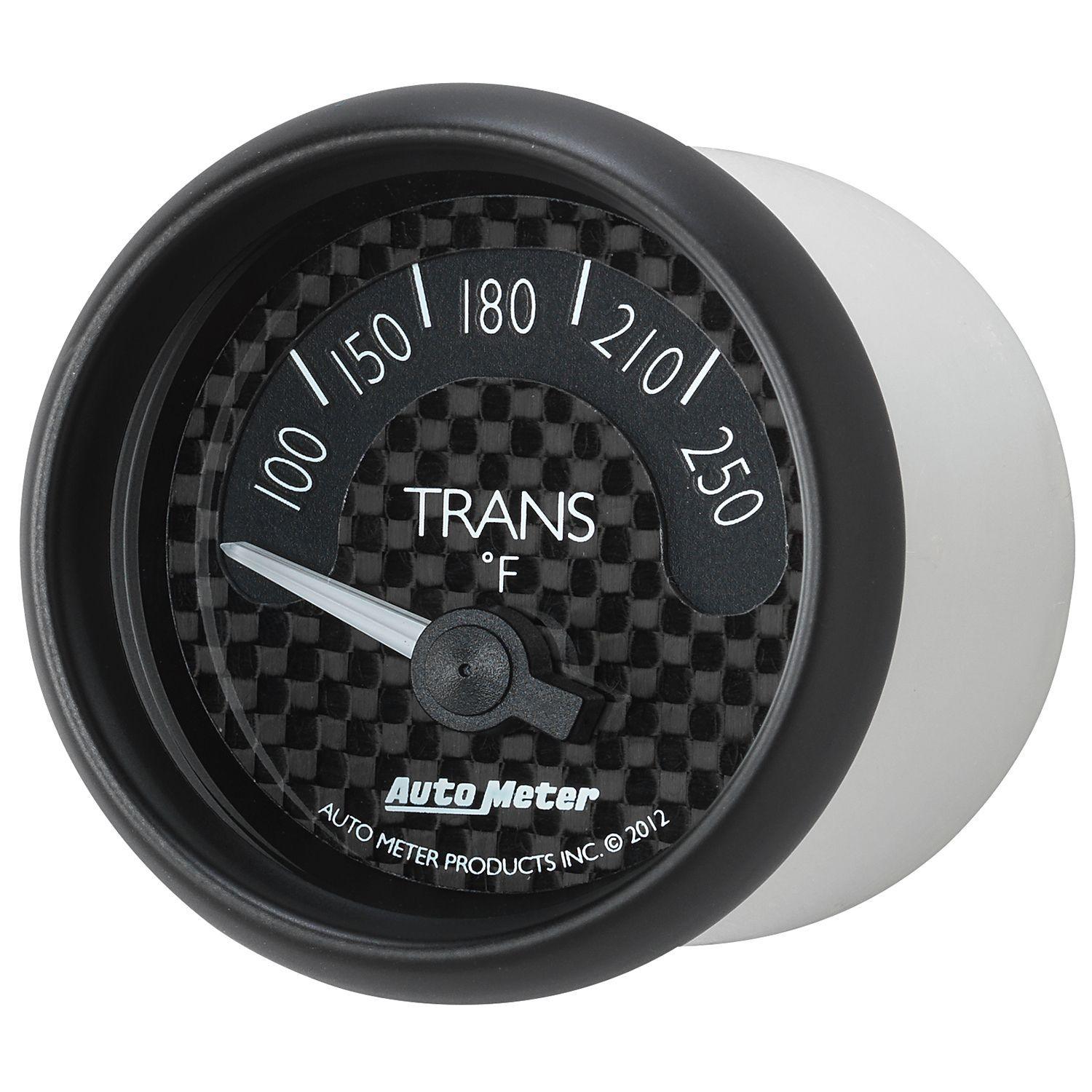 AUTOMETER 2-1/16", Black Carbon Fiber Dial, Short Sweep Electrical, 100-250°F Auto Meter GT Series Trans Temperature Gauge AU8049 SR