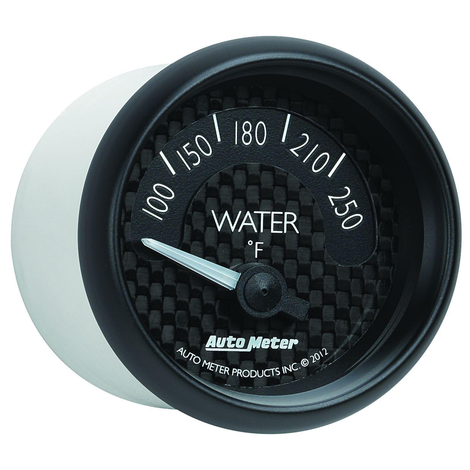 AUTOMETER 2-1/16", Black Carbon Fiber Dial, Short Sweep Electrical, 100-250°F Auto Meter GT Series Water Temperature Gauge AU8037 SR