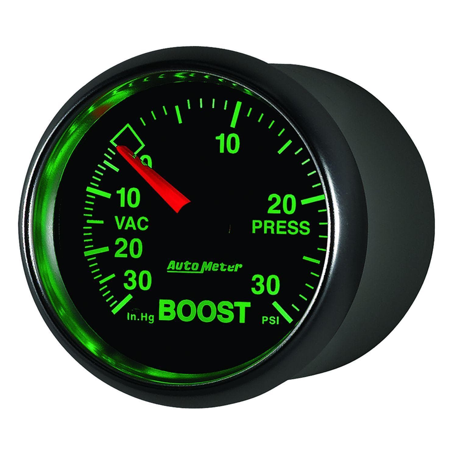 AUTOMETER 2-1/16", In-Dash, Full Sweep Mechanical, 30 In Hg.-Vac./30 psi. Auto Meter GS Series Boost/Vacuum Gauge AU3803 SR