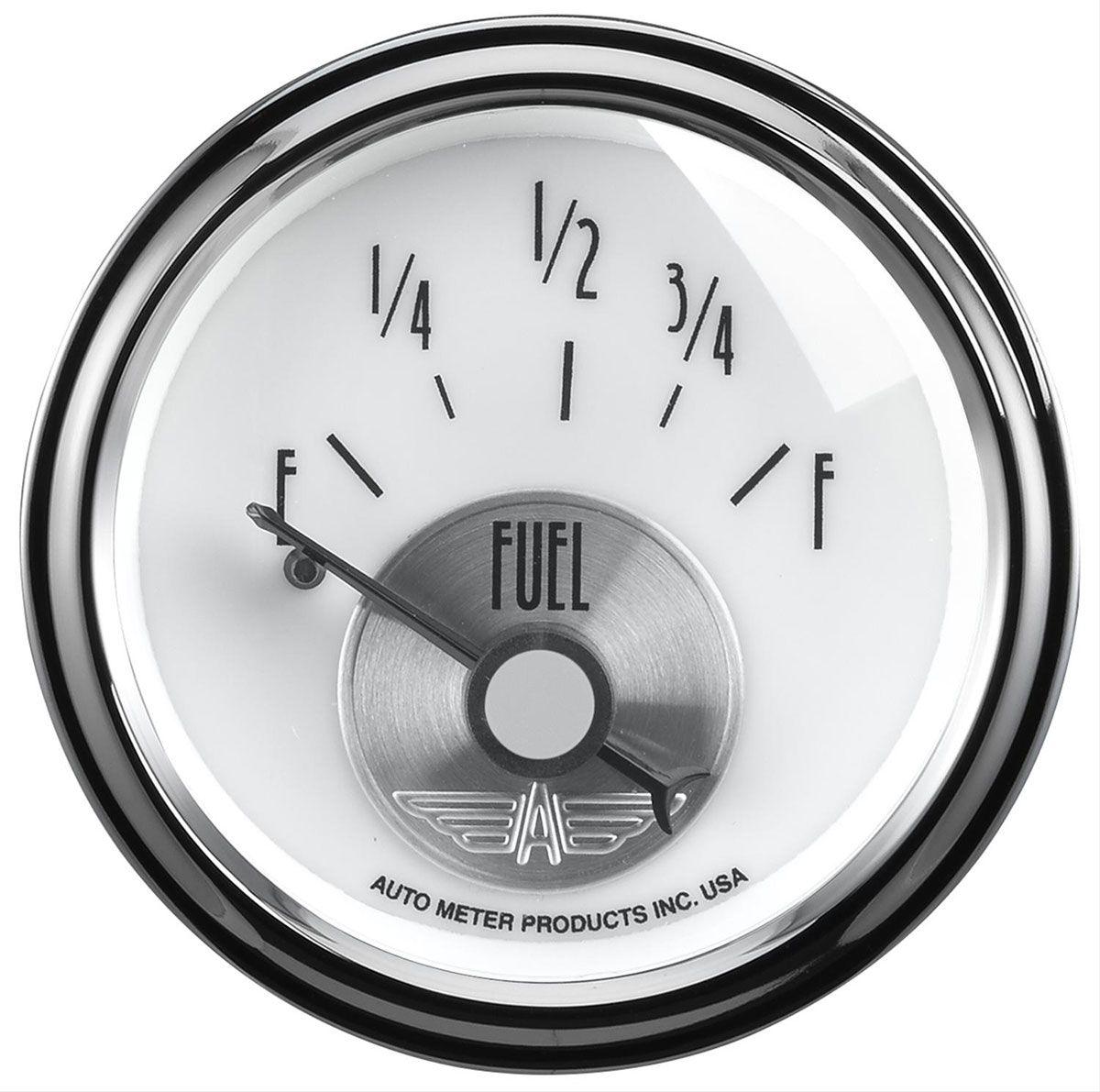 AUTOMETER 2-1/16", Short Sweep Electric, 0E-90F ohm Auto Meter Prestige Series - Pearl Fuel Level Gauge AU2015 SR