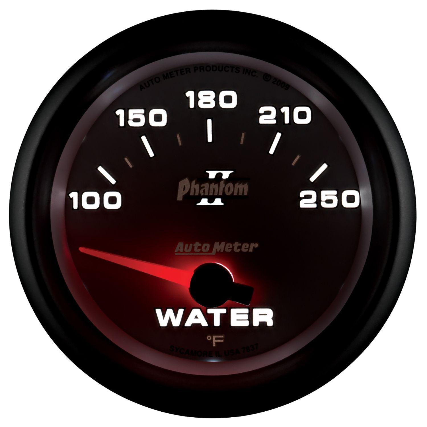 AUTOMETER 2-5/8", Short Sweep Electric, 100-250°F Auto Meter Phantom II Series Water Temperature Gauge AU7837 SR
