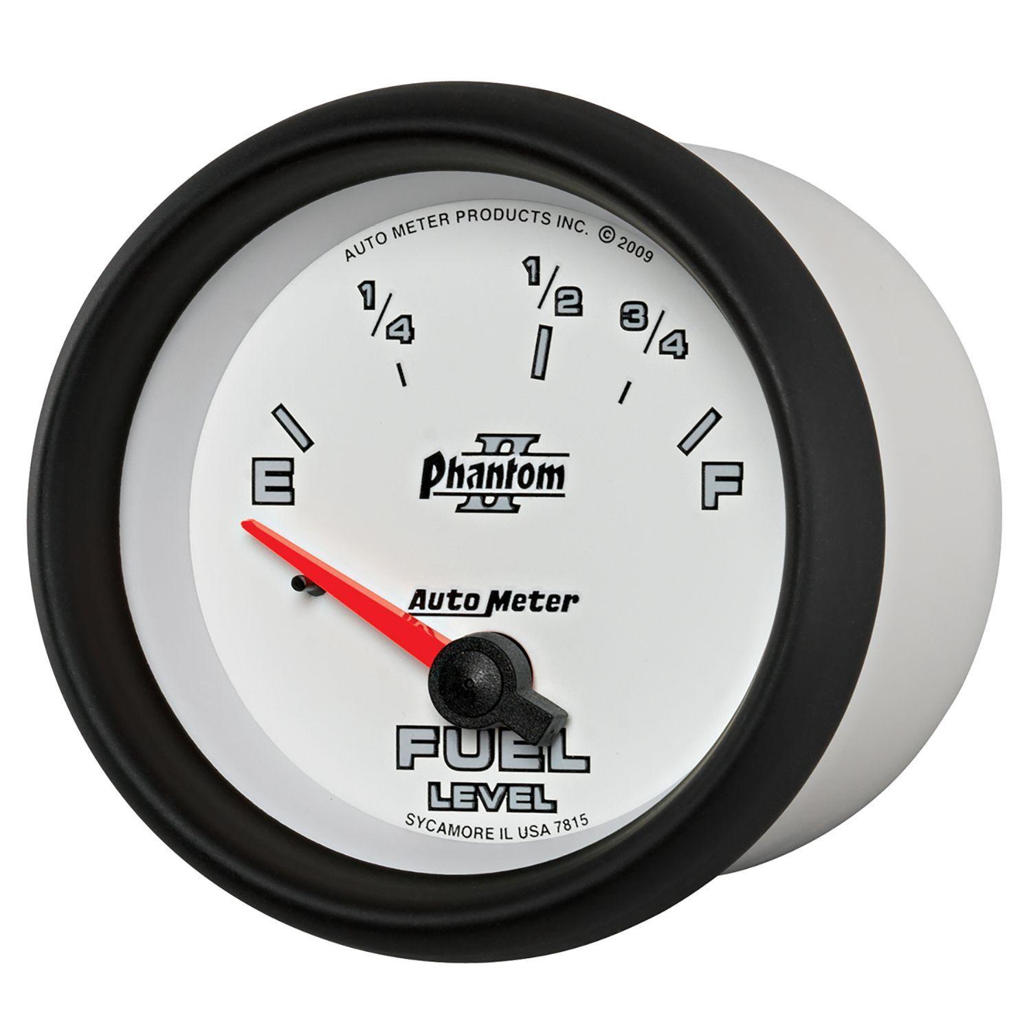 AUTOMETER 2-5/8", Short Sweep Electric, Ford, 73 ohms Empty/10 ohms Full Auto Meter Phantom II Series Fuel Level Gauge AU7815 SR