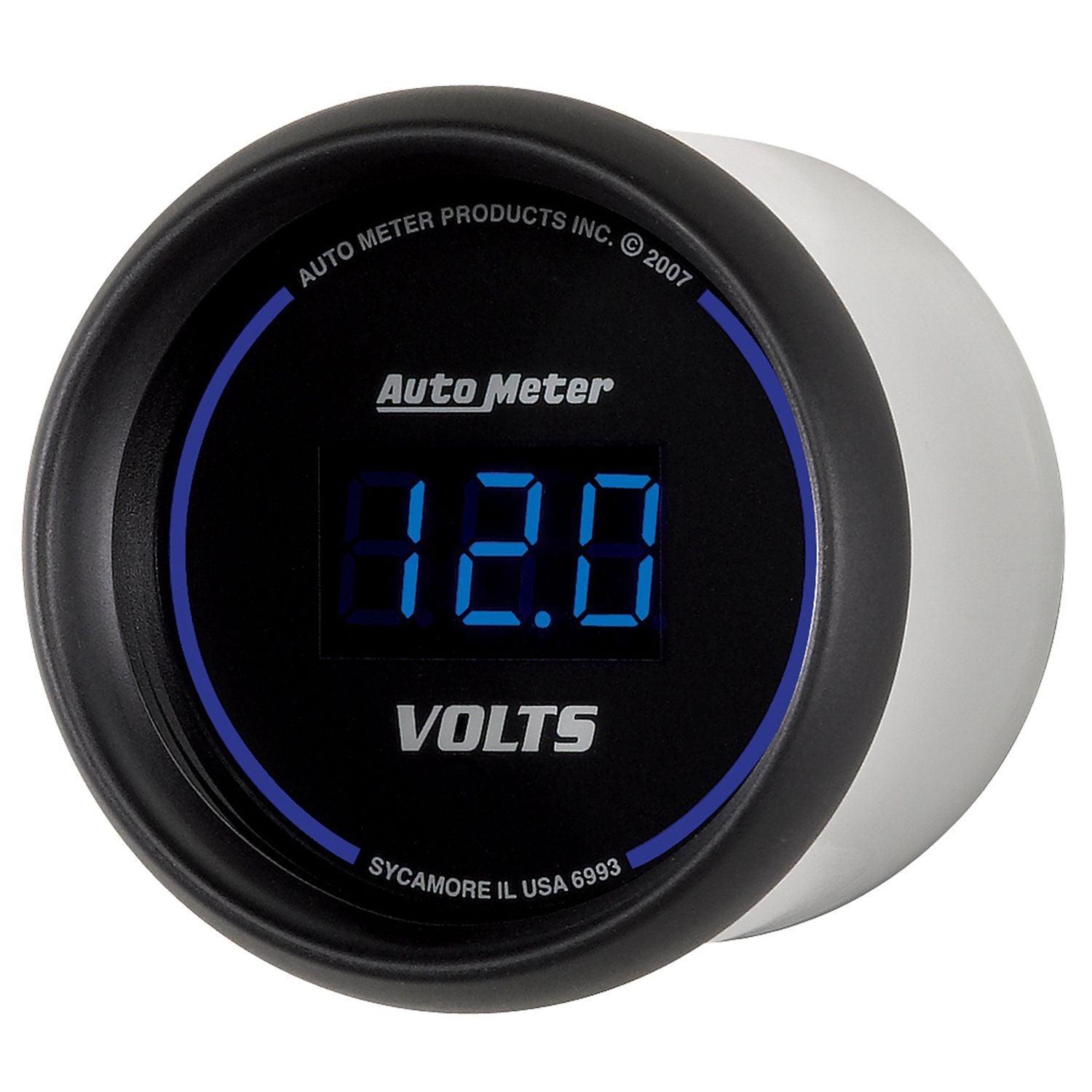 AUTOMETER Digital, In-dash, 2-1/16", 8-18 Volts Auto Meter Cobalt Digital Series Voltmeter Gauge AU6993 SR