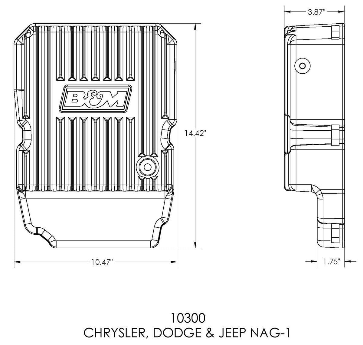 B&M Dodge/Chrysler Magnum NAG-1 B&M Cast Aluminium Transmission Pan BM10300 SR