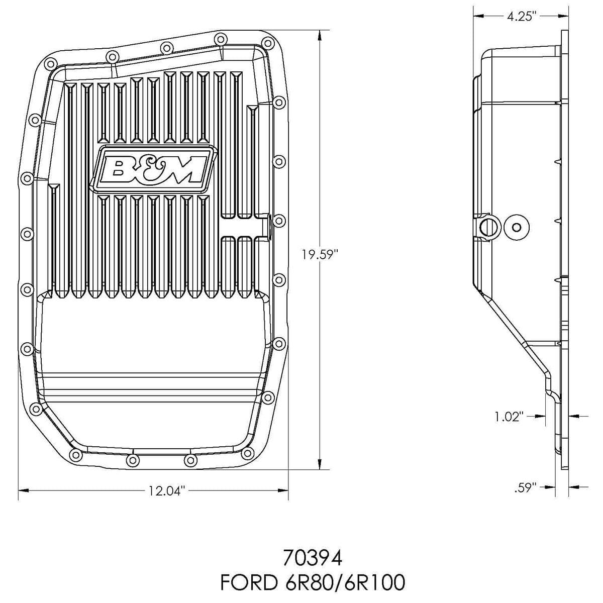B&M Suit Ford 6R80 B&M Deep Aluminium Trans Pan, Black BM70394 SR