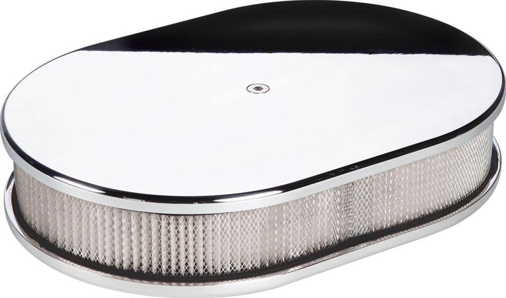 BILLET 11-7/8"L x 8-3/8"W x 3"H Billet Specialties Polished Aluminium Small Oval Air Cleaner Assembly - Plain BS15329 SR