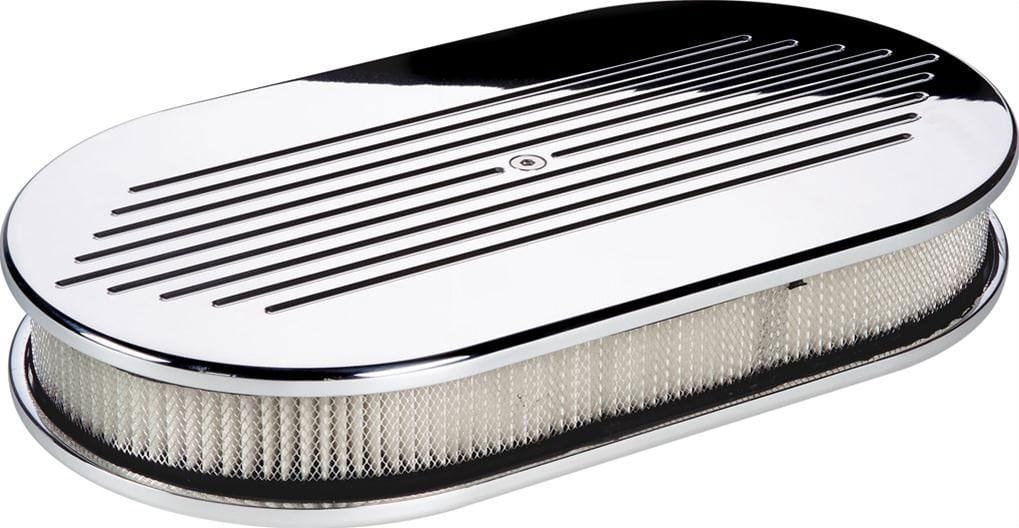 BILLET 15"L x 8-1/2"W x 3"H Billet Specialties Polished Aluminium Large Oval Air Cleaner Assembly - Ball Milled BS15420 SR