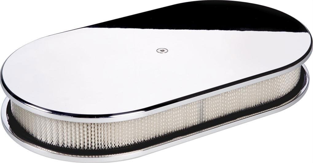 BILLET 15"L x 8-1/2"W x 3"H Billet Specialties Polished Aluminium Large Oval Air Cleaner Assembly - Plain BS15429 SR