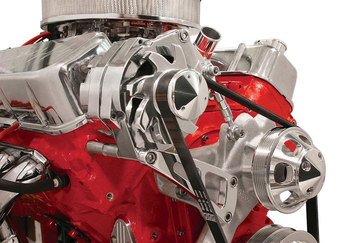 BILLET Polished Top Mount Suit BB Chev With Long W/P Billet Specialties Alternator Bracket BSFM0209PC SR