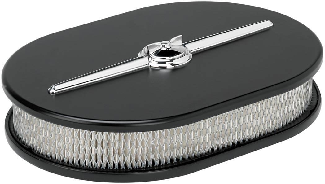 BILLET Satin Black, 11-7/8"L x 8-3/8"W x 3"H Billet Specialties Streamline Small Oval Air Cleaner BS15324 SR