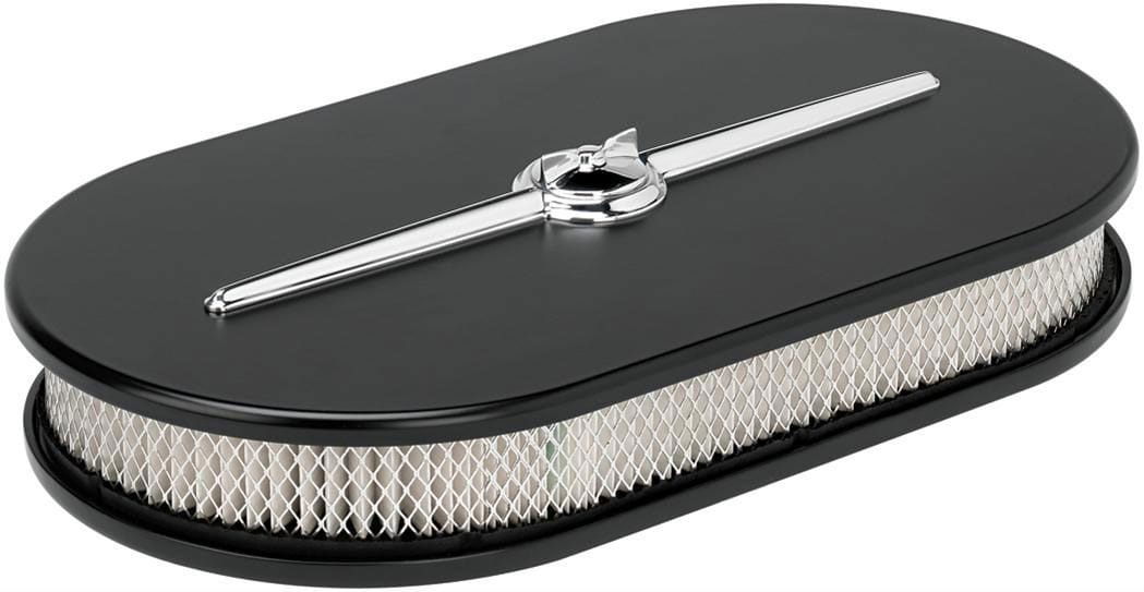 BILLET Satin Black, 15"L x 8-1/2"W x 3"H Billet Specialties Streamline Large Oval Air Cleaner BS15424 SR