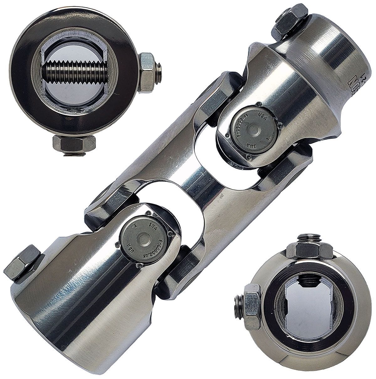 BORGESON 3/4"DD x 1"DD - Spline x Spline Borgeson Borgeson Polished Stainless Steel Double Needle Bearing Universal Joint BOR14495 SR