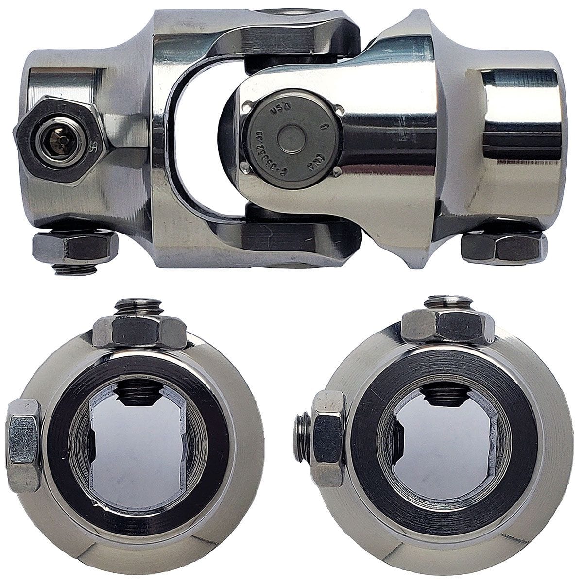 BORGESON 3/4"DD x 17mm DD - Spline x Spline Borgeson Borgeson Polished Stainless Steel Single Needle Bearing Universal Joint BOR12494 SR