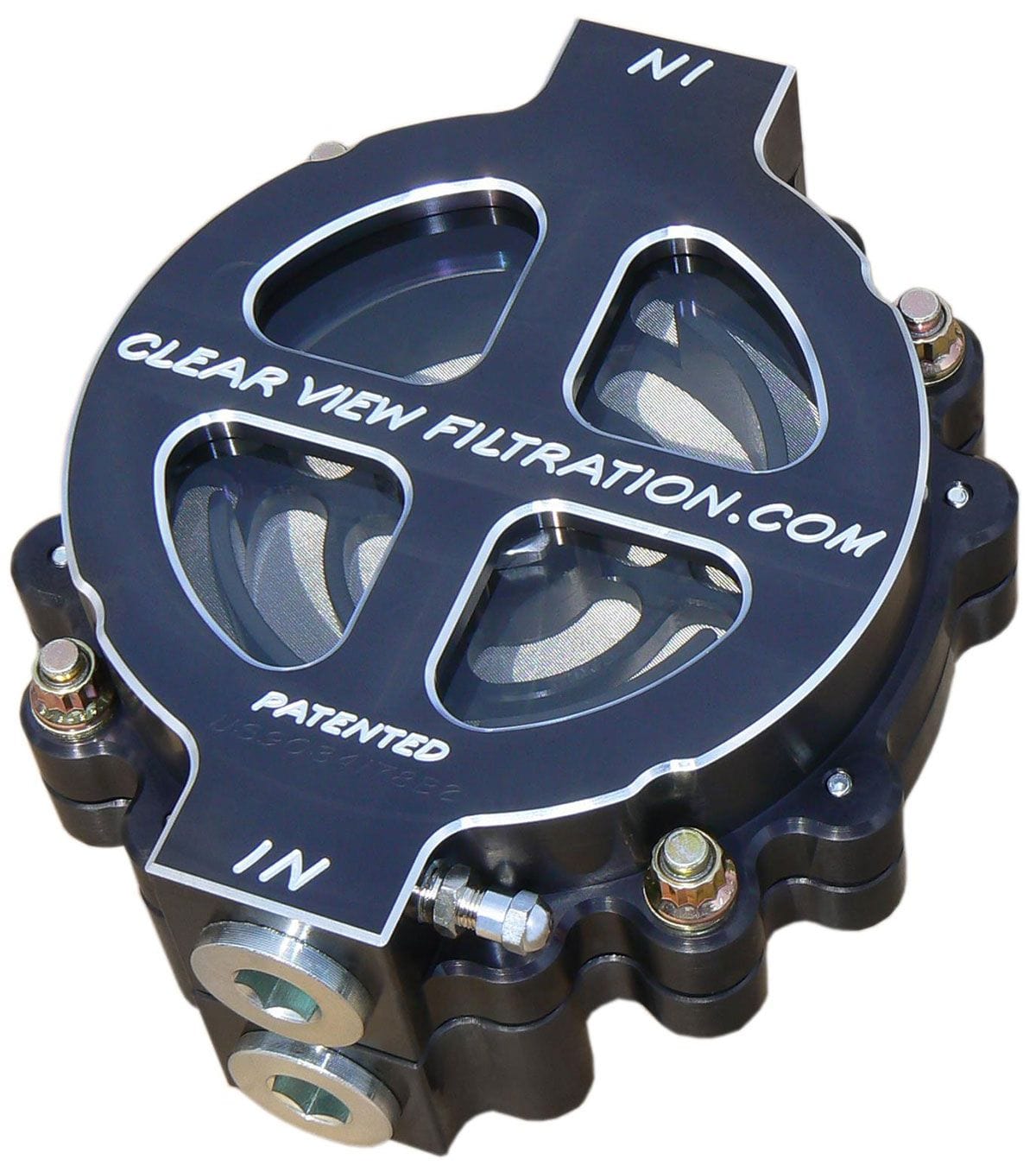 CLEARVIEW -12AN Inlet/Outlet Ports With 115 Micron Element Clear View Filtration 6" Hi-Flow See Through Oil Filter - Black Anodised CV100-115-B SR