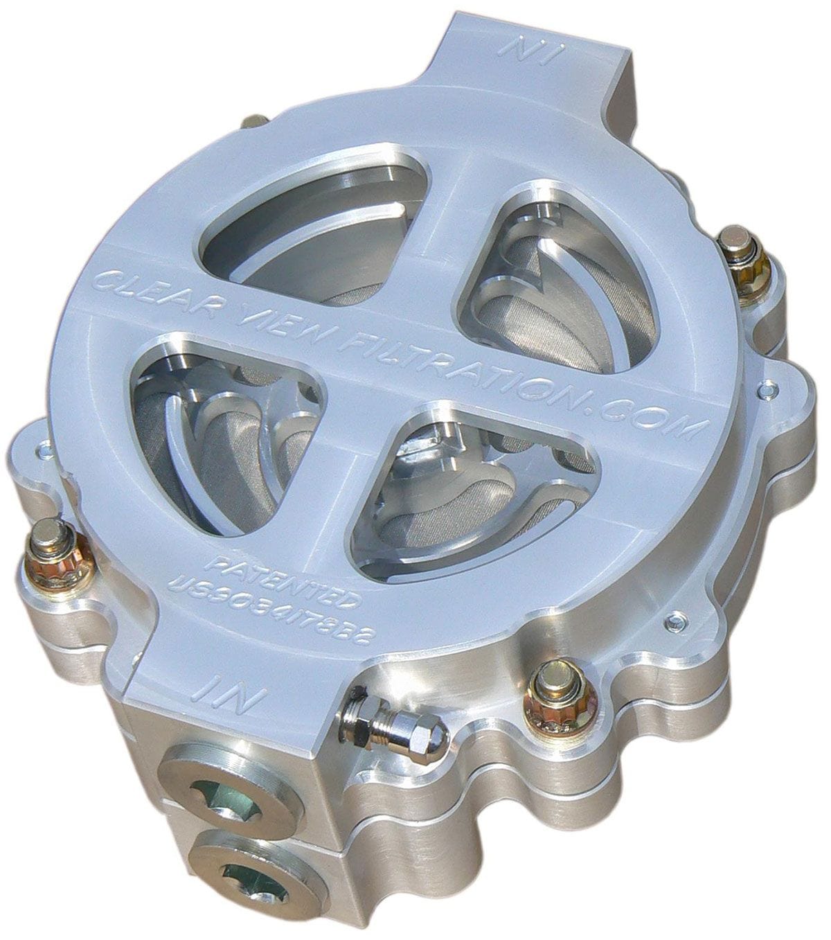 CLEARVIEW -12AN Inlet/Outlet Ports With 115 Micron Element Clear View Filtration 6" Hi-Flow See Through Oil Filter - Clear Anodised CV100-115 SR