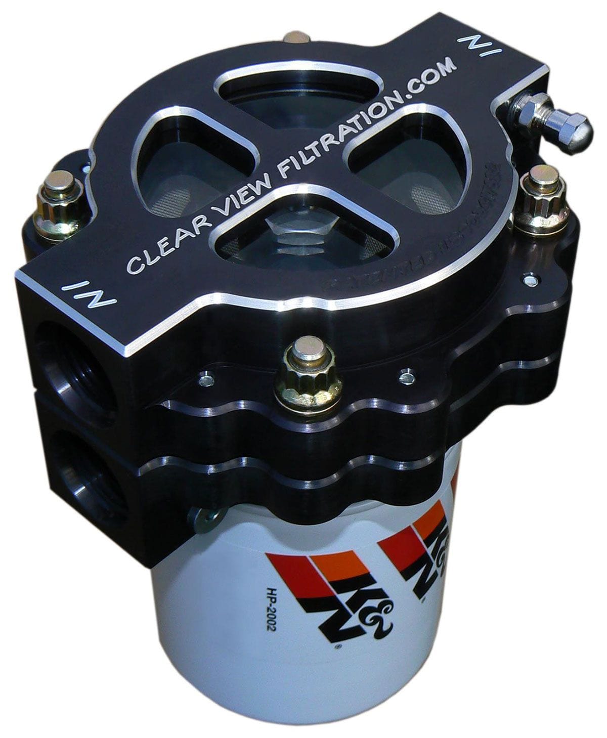 CLEARVIEW -12AN Inlet/Outlet Ports With 115 Micron Element, Suit Disposable Oil Clear View Filtration 4" Screw-On Oil Filter Assembly - Clear Anodised CV400-115-B SR