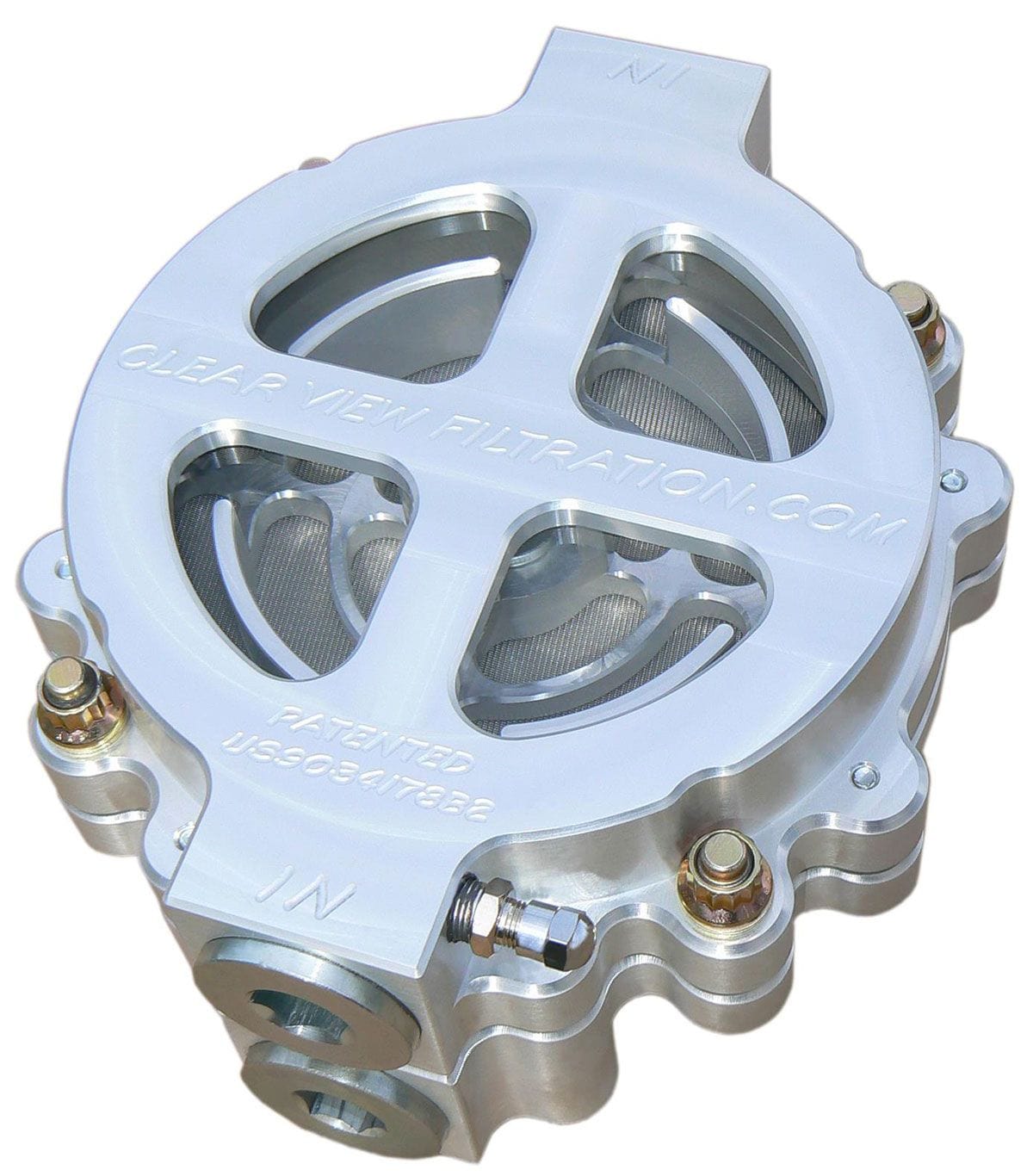 CLEARVIEW -16AN Inlet/Outlet Ports With 115 Micron Element Clear View Filtration 6" Dry-Sump See Through Oil Filter - Clear Anodised CV101-115 SR