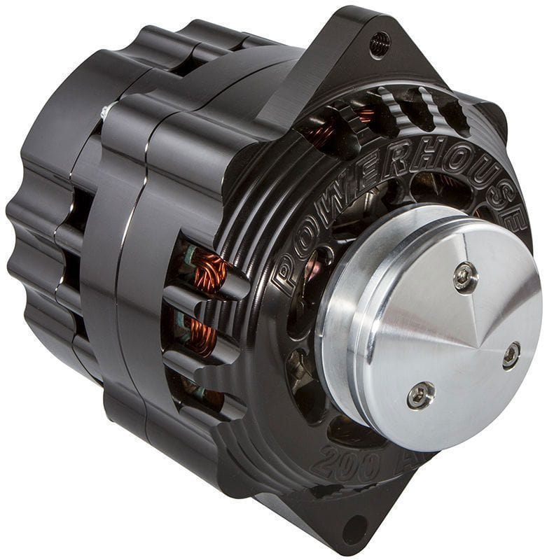 CVR 200 amps, direct replacement for early style Delco alternators CVR CVR Billet Powerhouse Alternator - Black CVR8106BK SR