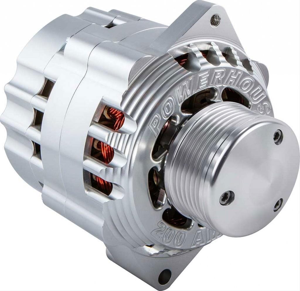 CVR 200 amps, Serpentine Pulley, direct replacement for early style Delco CVR CVR Billet Powerhouse Alternator - Clear CVR8107CL SR