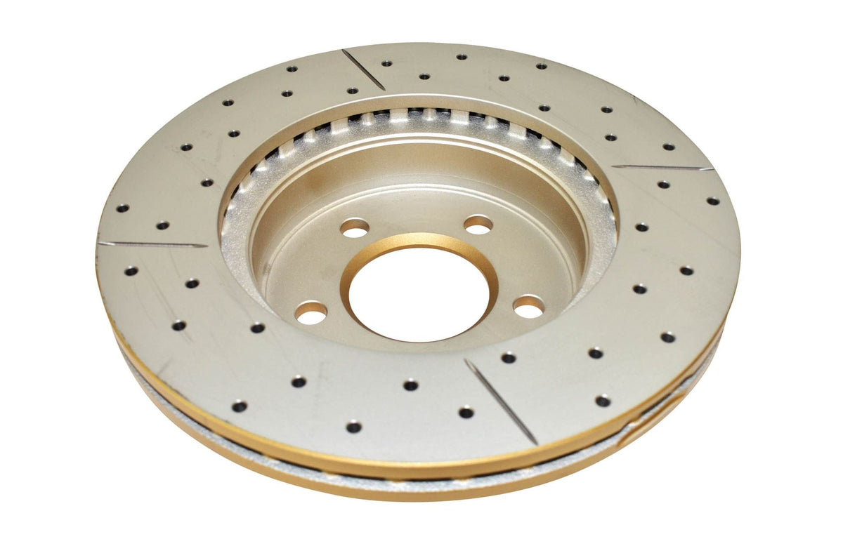 DBA Brakes Disc Rotors DBA KP Front Disc Brake Rotors Ford BA/BF & FG 02-on Street Gold Cross-drilled slotted (DBA504X) SR