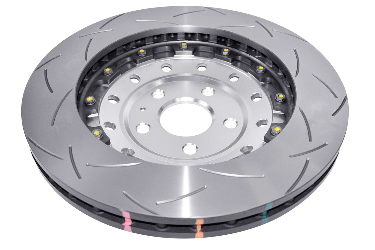 DBA Brakes Disc Rotors DBA T3 Slot KP Front Disc Brake Rotors Audi A3 5000 2-piece Clear Anodised Hat ted (DBA52844SLVS) SR