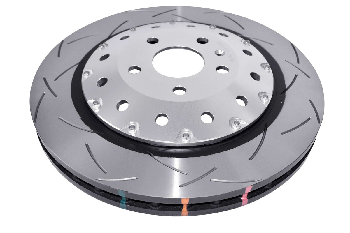 DBA Brakes Disc Rotors DBA T3 Slot KP Front Disc Brake Rotors Audi A3 5000 2-piece Clear Anodised Hat ted (DBA52844SLVS) SR