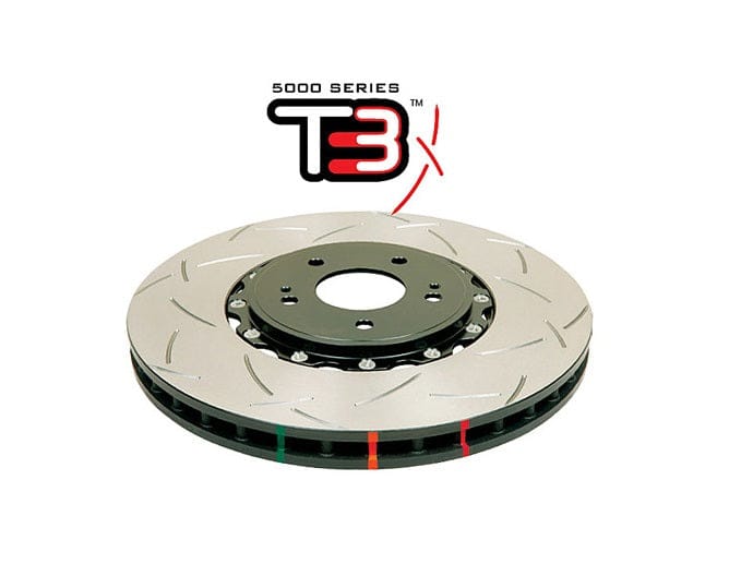 DBA Brakes Disc Rotors DBA T3 Slot KP Front Disc Brake Rotors Audi A4 5000 2-piece Clear Anodised Hat ted (DBA52834SLVS) SR
