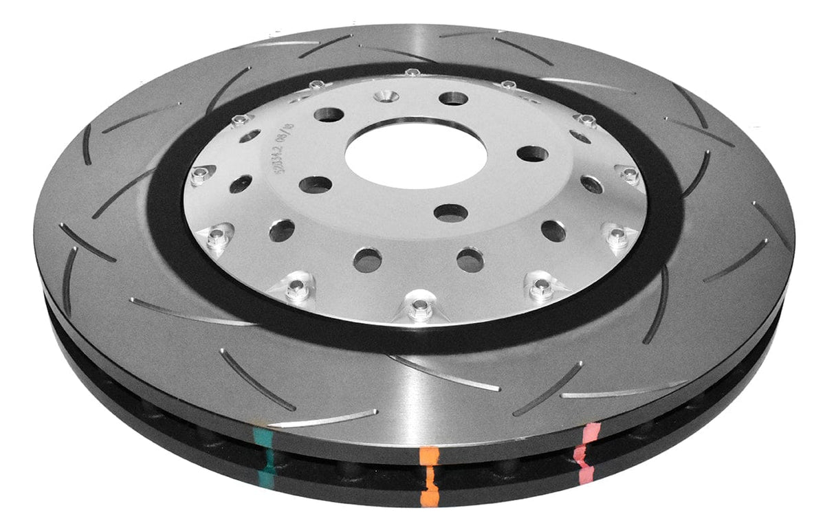 DBA Brakes Disc Rotors DBA T3 Slot KP Front Disc Brake Rotors Audi A4 5000 2-piece Clear Anodised Hat ted (DBA52834SLVS) SR