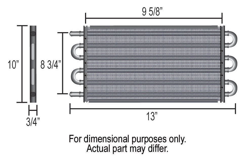 DERALE 11/32" Barb Inlets. 13" L x 10" H x 3/4" W Derale Derale Dyno-Cool 6000 Series Transmission Cooler Kit DP12907 SR