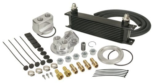 DERALE 13" L x 4-9/16" H x 2quot; W Derale Derale Stacked Plate Engine Oil Cooler Kit (spin on adapter) DP15651 SR