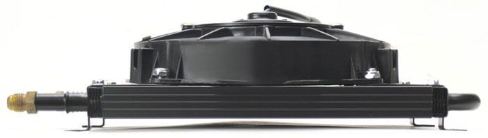 DERALE -6AN Inlets. 13-5/8" L x 10-1/4" H x 3-5/8" W Derale Derale Dyno-Cool 8 Pass Remote Mount Cooler with Fan DP12732 SR