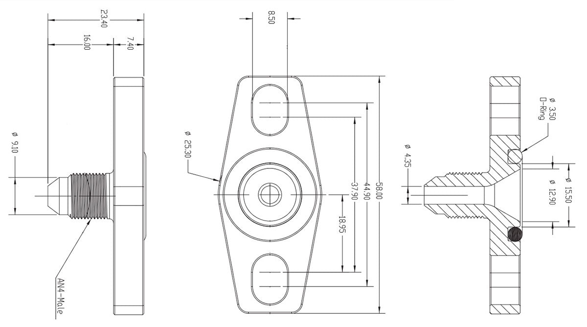 Aeroflow Turbo Oil Feed Adapter AF463-08