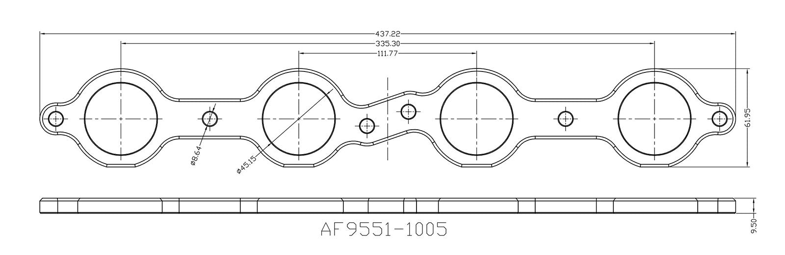 Header Flange - LS Series Chev, Round Port 1-3/4" AF9551-1005