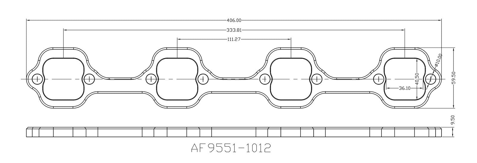 Aeroflow SB Ford 1-3/4" Rectange Port Header Flanges AF9551-1012