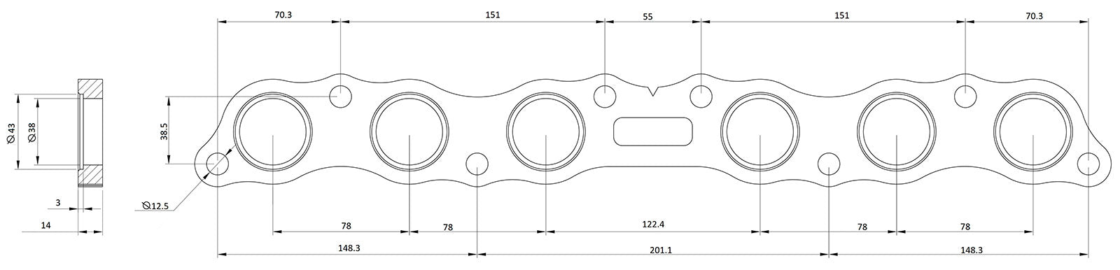 Aeroflow Toyota 2JZ-GE Header Flange AF9551-1026