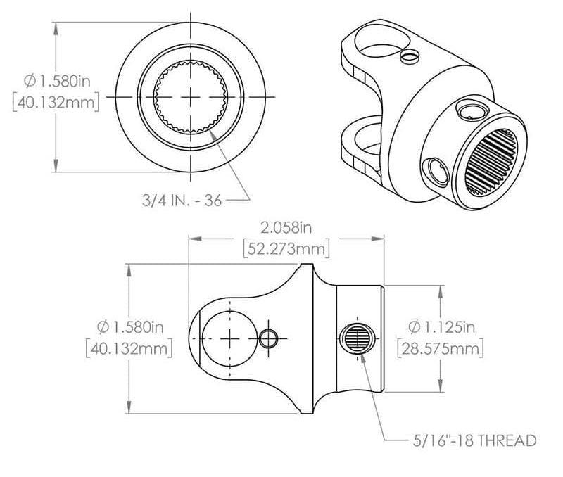 Flaming River Stainless Steel Universal Joint FR2515DD