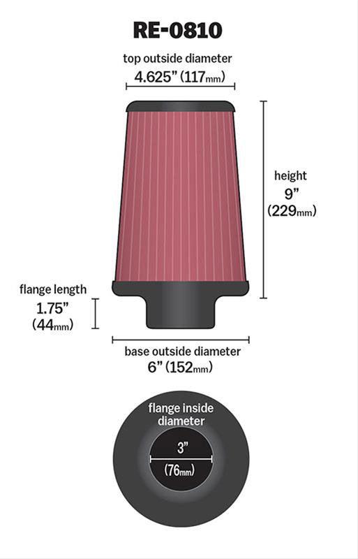 K&N K&N Universal Clamp On Filter Fits 3 in (76 mm) KNRE-0810