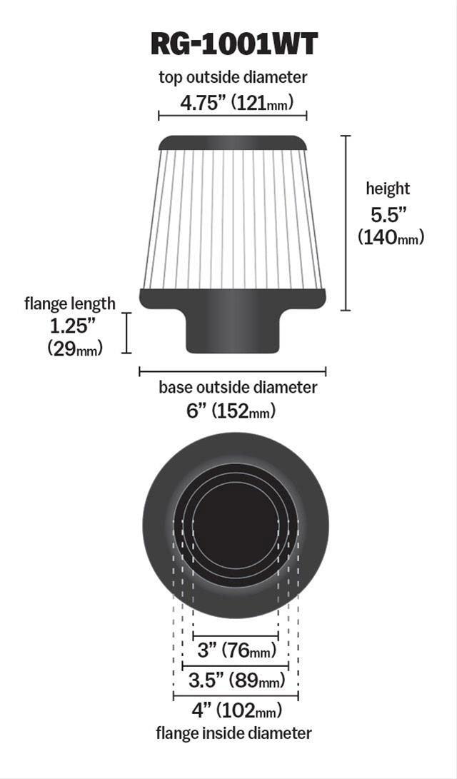 K&N K&N Universal Clamp On Filter White Fits 4 in (102 mm) KNRG-1001WT