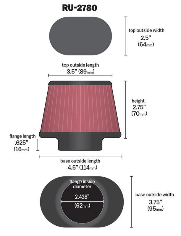 K&N K&N Universal Clamp On Filter KNRU-2780