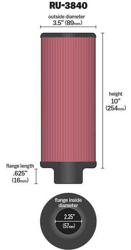 K&N K&N Universal Clamp On Filter Fits 2.25 in (57 mm) KNRU-3840