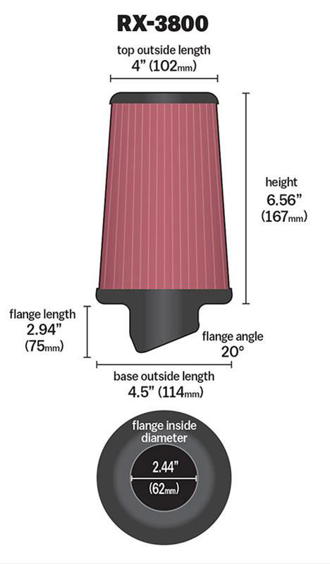 K&N K&N X-Stream Universal Clamp On Filter Fits 2.438 in (62 mm) KNRX-3800