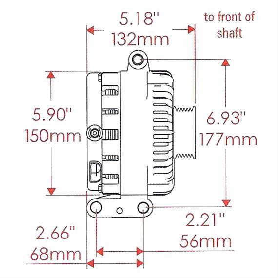 Powermaster Natural Finish Ford 4G Transverse Mount Alternator PM47787