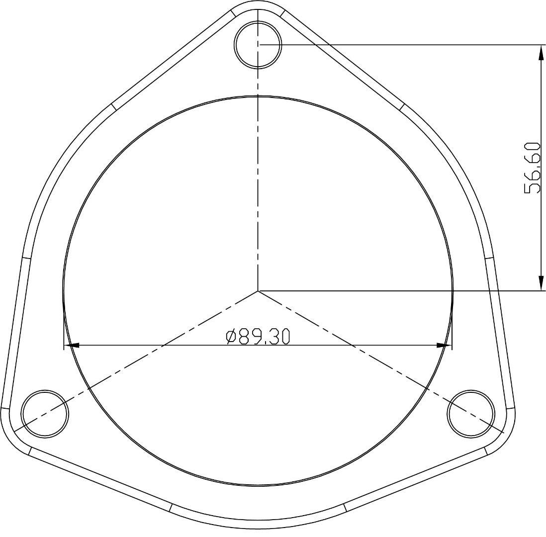 3-Bolt Stainless Steel Flange 3-1/2" (89mm) I.D x 3/8" (9.52mm) Thick