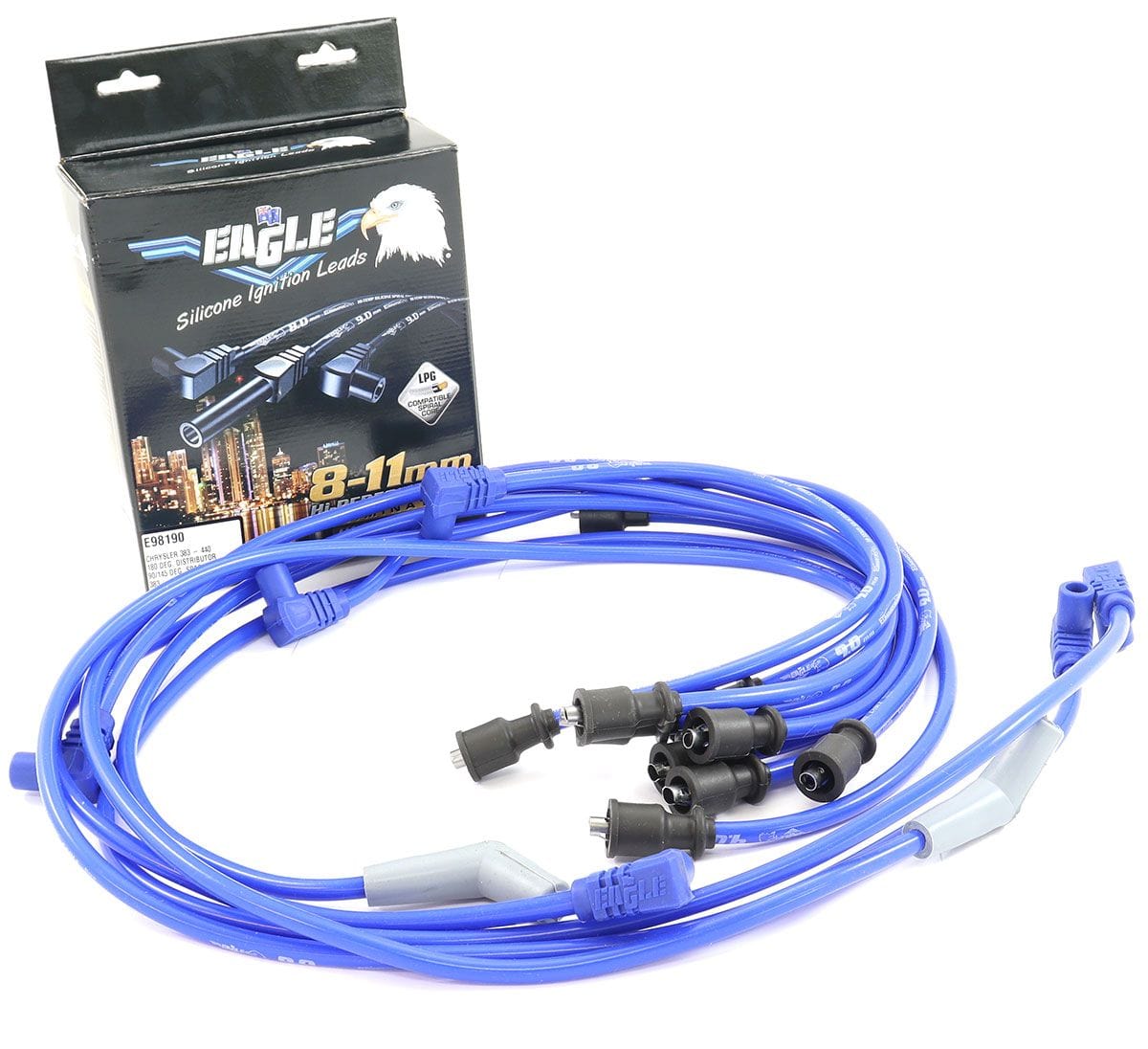 EL Suit B/B Chrysler Eagle Leads 9mm Ignition Lead Set, Points Style, Blue ELE98190 SR