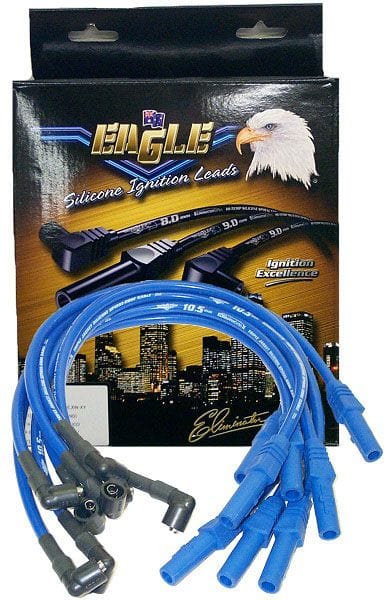 EL Suit Chev LS2/LS3 With 135° Coil boot & 180° Spark Plug Eagle Leads 10.5mm Eliminator Series II Over Rocker Cover Lead Set - Blue ELE1058766 SR
