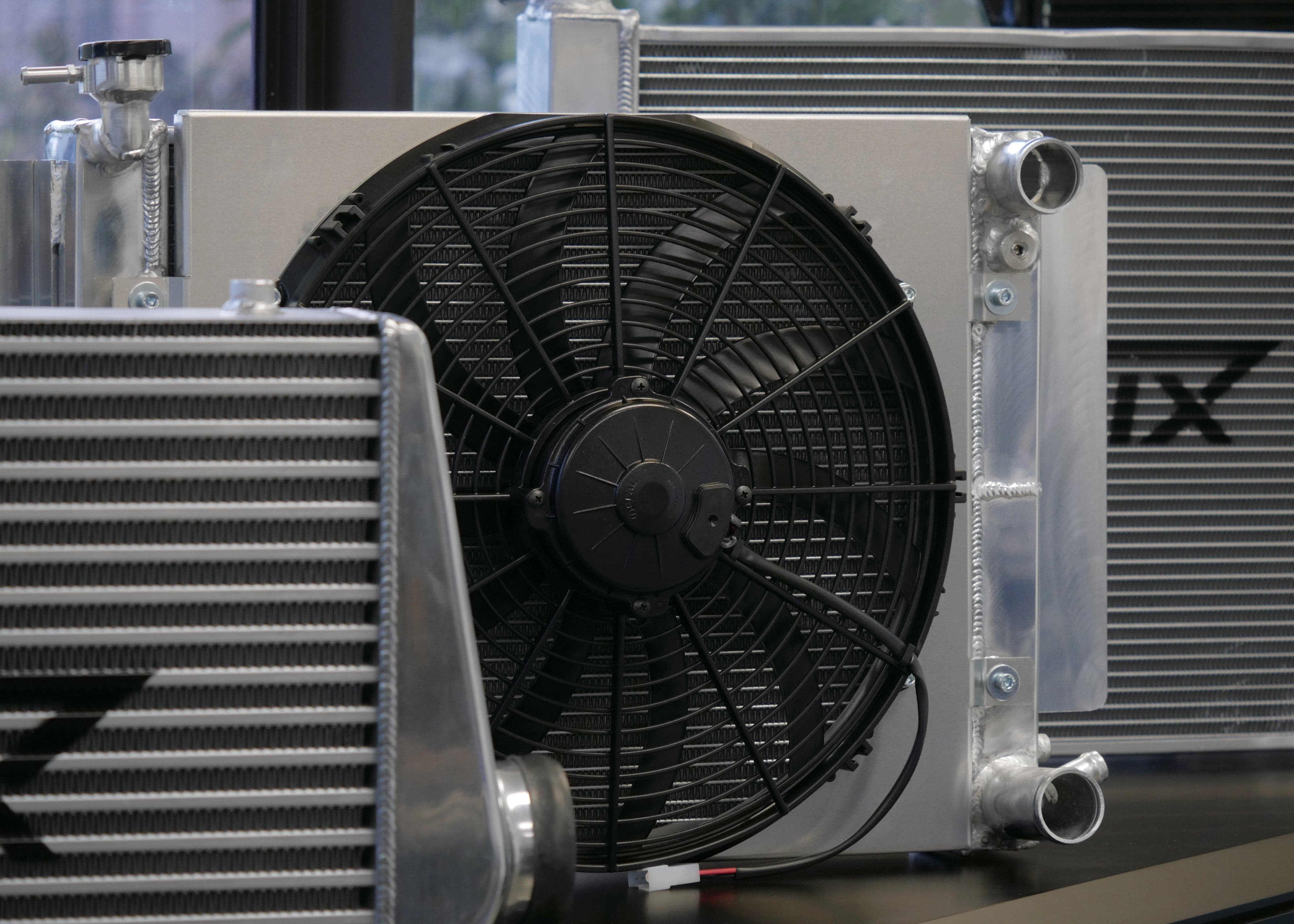 Fenix Cooling Performance Fans & Shrouds Black [Special Order] / SPAL 2024 CFM 16" Mazda RX2-5 & RX7 Series 1 / 2 1970-1983 Fan Shroud Kit [Cross-Flow] SR