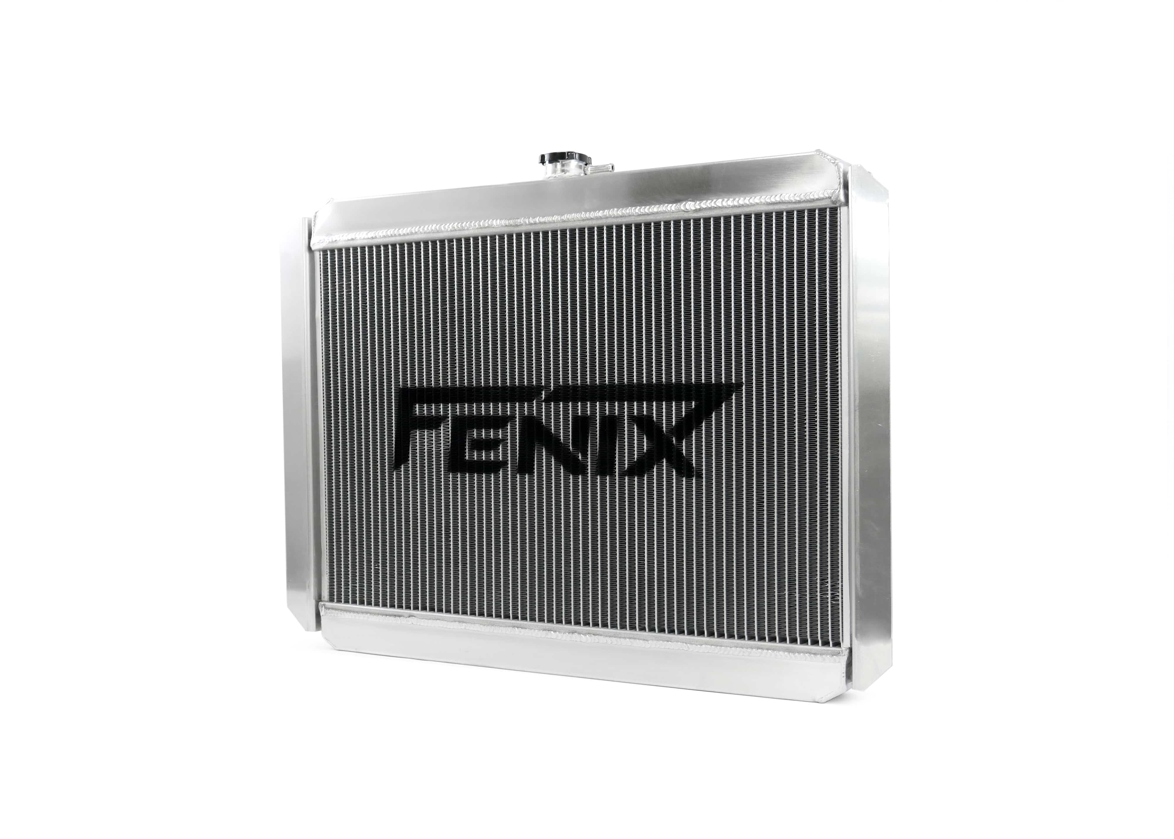 Fenix Cooling Performance Radiator Polished Top Tank [Special Order] Universal Medium Radiator - Top Outlet Pipe Left / Bottom Outlet Pipe Right. SR