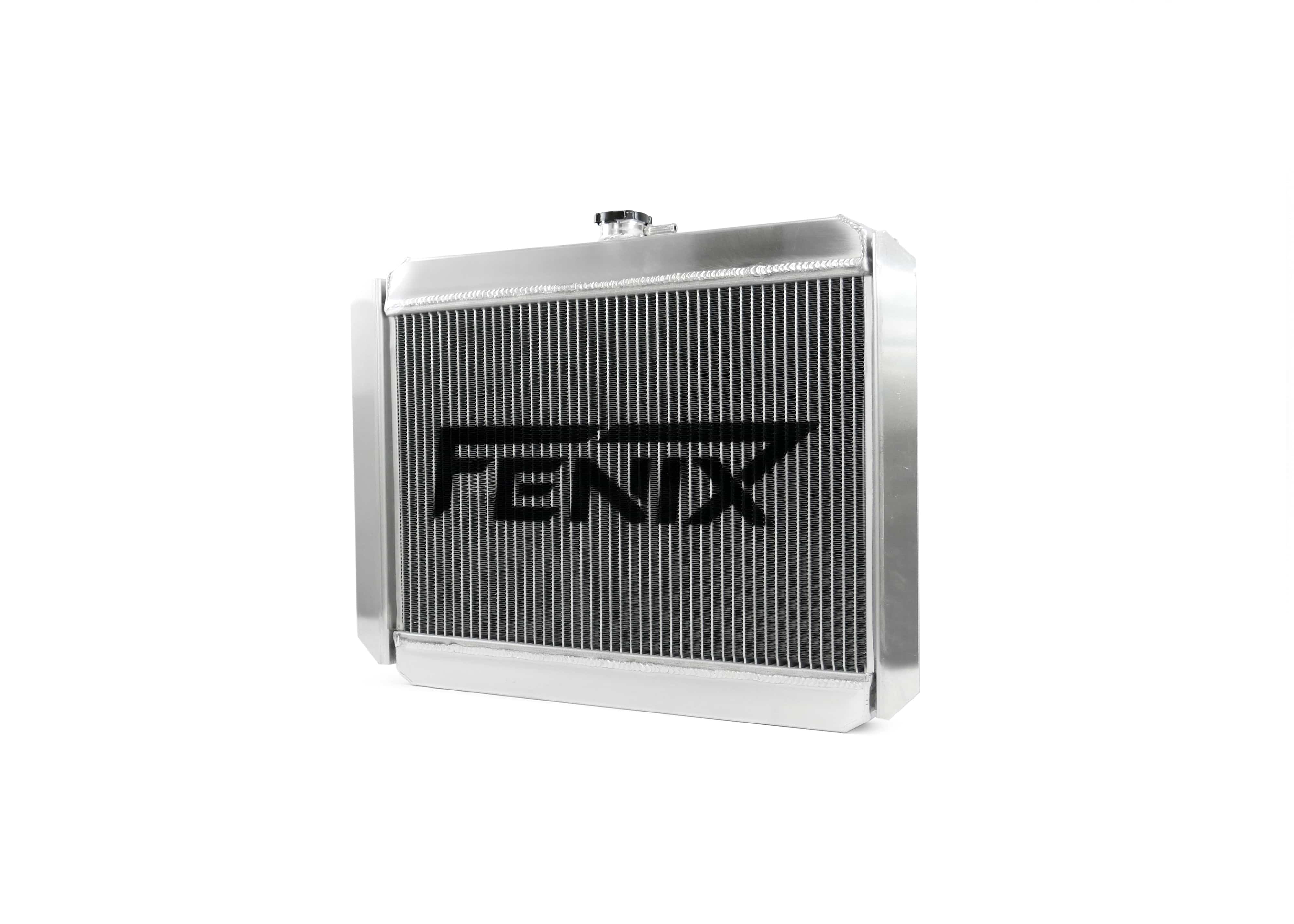 Fenix Cooling Performance Radiator Polished Top Tank [Special Order] Universal Small Radiator - Top Outlet Pipe Left / Bottom Outlet Pipe Right. SR